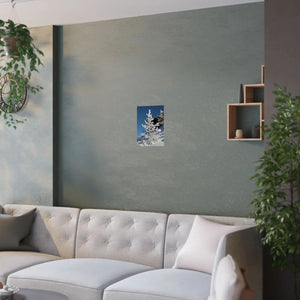 Snow Covered Tree Poster – Satin Winter Art - Dipaliz - Posters Prints & Visual Artwork
