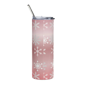 Pink Skinny Steel Tumbler - Snowflakes Pattern 20oz - Dipaliz - Tumblers