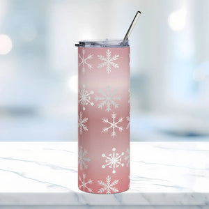 Pink Skinny Steel Tumbler - Snowflakes Pattern 20oz - Dipaliz - Tumblers