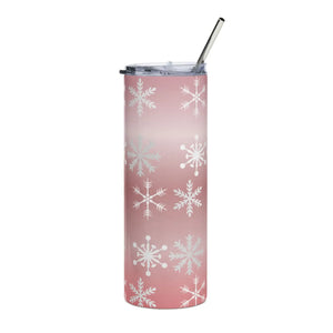Pink Skinny Steel Tumbler - Snowflakes Pattern 20oz - Dipaliz - Tumblers