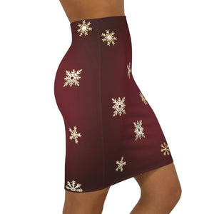 Maroon Snowflake Women’s Mini Skirt - Stretch - Dipaliz - Skirts - Xs
