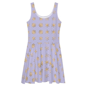 Purple Snowflakes Skater Dress – Flared Skirt - Dipaliz - Dresses - Xs