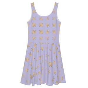 Purple Snowflakes Skater Dress – Flared Skirt - Dipaliz - Dresses - Xs