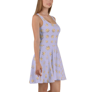 Purple Snowflakes Skater Dress – Flared Skirt - Dipaliz - Dresses - Xs
