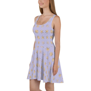Purple Snowflakes Skater Dress – Flared Skirt - Dipaliz - Dresses - Xs