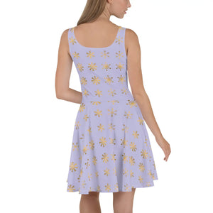 Purple Snowflakes Skater Dress – Flared Skirt - Dipaliz - Dresses - Xs