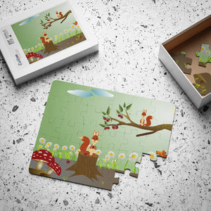 Kids Puzzle - Squirrels in Meadow with Rounded Corners - Dipaliz - 30 Pcs (horizontal)