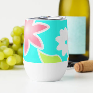 Insulated Floral Wine Tumbler - Steel Outdoor - Dipaliz - Tumblers