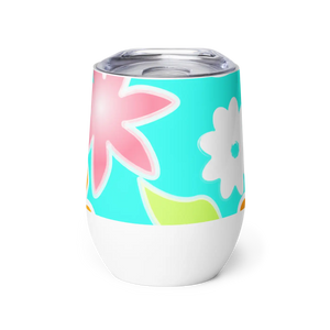 Insulated Floral Wine Tumbler - Steel Outdoor - Dipaliz - Tumblers