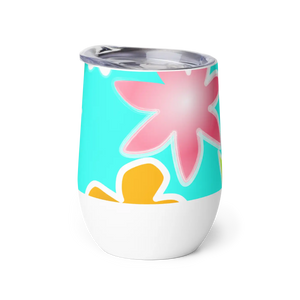 Insulated Floral Wine Tumbler - Steel Outdoor - Dipaliz - Tumblers