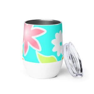 Insulated Floral Wine Tumbler - Steel Outdoor - Dipaliz - Tumblers