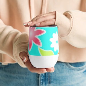 Insulated Floral Wine Tumbler - Steel Outdoor - Dipaliz - Tumblers
