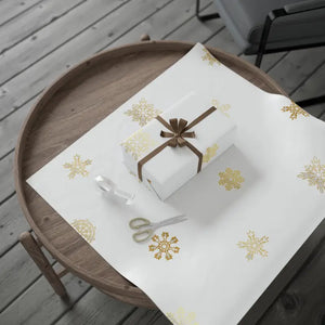 Gift Wrap Papers - Golden Snowflakes Winter Design - Dipaliz - Wrapping Paper