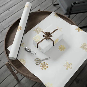 Gift Wrap Papers - Golden Snowflakes Winter Design - Dipaliz - Wrapping Paper