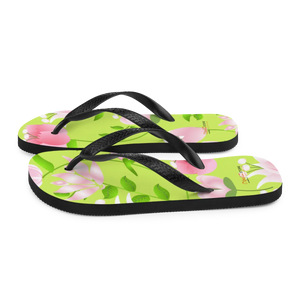 DipaliZ pink flowers flip flops with a bright blossom footbed