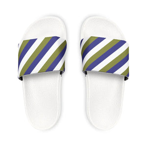 Green Purple Stripes Men’s Pu Slide - Summer - Dipaliz - Sandals