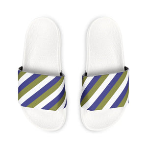 Green Purple Stripes Men’s Pu Slide - Summer - Dipaliz - Sandals
