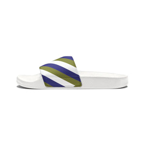 Green Purple Stripes Men’s Pu Slide - Summer - Dipaliz - Sandals