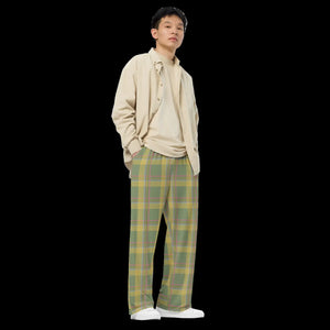 Green Striped Wide Leg Pants - Soft Knit Comfort - Dipaliz