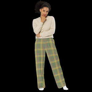 Green Striped Wide Leg Pants - Soft Knit Comfort - Dipaliz