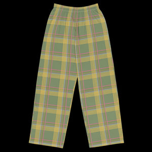 Green Striped Wide Leg Pants - Soft Knit Comfort - Dipaliz