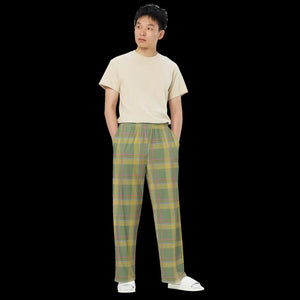 Green Striped Wide Leg Pants - Soft Knit Comfort - Dipaliz