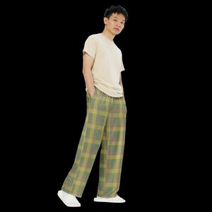 Green Striped Wide Leg Pants - Soft Knit Comfort - Dipaliz