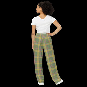 Green Striped Wide Leg Pants - Soft Knit Comfort - Dipaliz