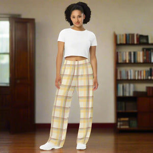 Vibrant Wide Leg Pants - Yellow Stripe Comfort - Dipaliz