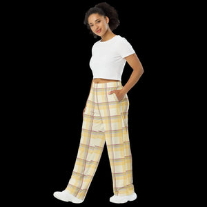 Vibrant Wide Leg Pants - Yellow Stripe Comfort - Dipaliz