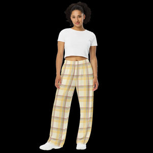 Vibrant Wide Leg Pants - Yellow Stripe Comfort - Dipaliz