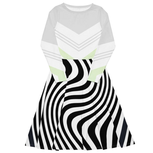 Swirling Black Stripes Long Sleeve Midi – Knit Jersey - Dipaliz - Dresses - Xs