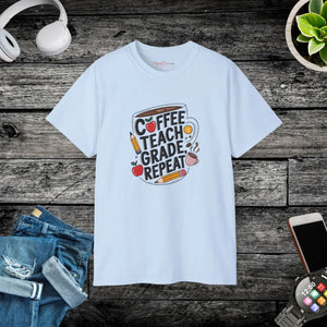 Modern Coffee Teach Grade Repeat Teacher Tee Cotton - Dipaliz - T-shirts - s
