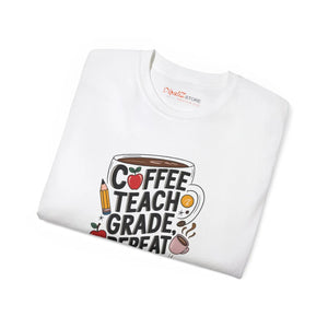 Modern Coffee Teach Grade Repeat Teacher Tee Cotton - Dipaliz - T-shirts - s