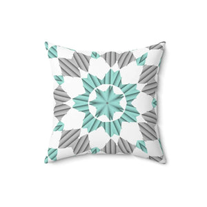 Teal Abstract Pattern Square Pillow - Spun Polyester - Dipaliz - Throw Pillows