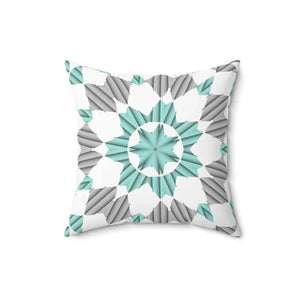 Teal Abstract Pattern Square Pillow - Spun Polyester - Dipaliz - Throw Pillows