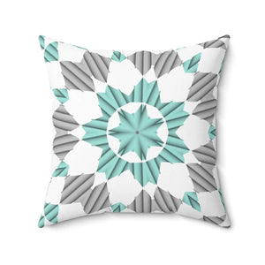 Teal Abstract Pattern Square Pillow - Spun Polyester - Dipaliz - Throw Pillows