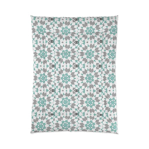 Grey Geometrical Pattern Quilt – Soft Polyester - Dipaliz - Quilts & Comforters
