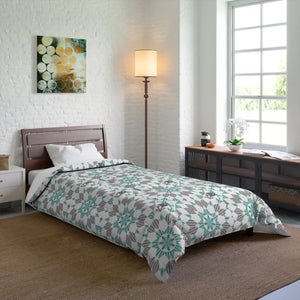 Grey Geometrical Pattern Quilt – Soft Polyester - Dipaliz - Quilts & Comforters