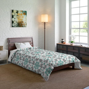 Grey Geometrical Pattern Quilt – Soft Polyester - Dipaliz - Quilts & Comforters