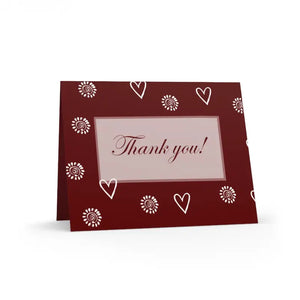 Thank you with Hearts Greeting Cards Message (8 16 and 24 Pcs) - 8 Pcs / Matte / 4.25” x 5.5” - & Note Cards