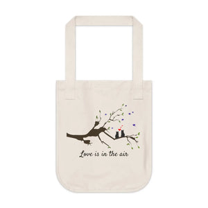Organic Canvas Tote Bag Two Birds on a Branch - Dipaliz - Bags
