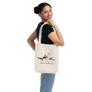 Organic Canvas Tote Bag Two Birds on a Branch - Dipaliz - Bags