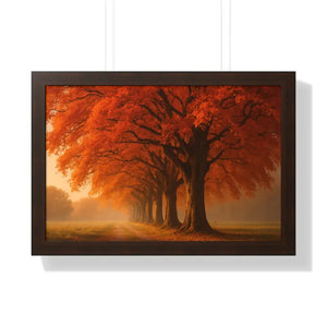 Gallery Canvas Wraps Autumn Trees Woods Framed Poster by Dipaliz - 24″ x 16″ / Walnut - Posters Prints & Visual Artwork
