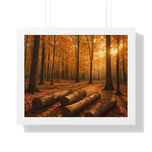 Gallery Canvas Wraps Autumn Woods Trees Framed Poster by Dipaliz - 20’’ x 16’’ / White - Posters Prints & Visual Artwork
