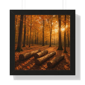 Gallery Canvas Wraps Autumn Woods Trees Framed Poster by Dipaliz - 16″ x / Black - Posters Prints & Visual Artwork