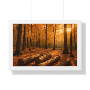 Gallery Canvas Wraps Autumn Woods Trees Framed Poster by Dipaliz - 24″ x 16″ / White - Posters Prints & Visual Artwork