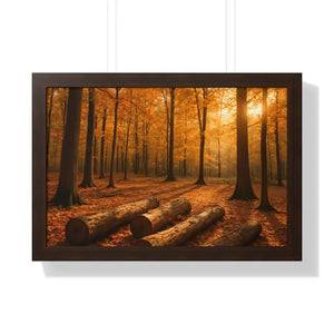 Gallery Canvas Wraps Autumn Woods Trees Framed Poster by Dipaliz - 24″ x 16″ / Walnut - Posters Prints & Visual Artwork