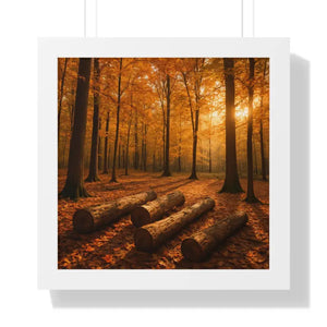 Gallery Canvas Wraps Autumn Woods Trees Framed Poster by Dipaliz - 16″ x / White - Posters Prints & Visual Artwork