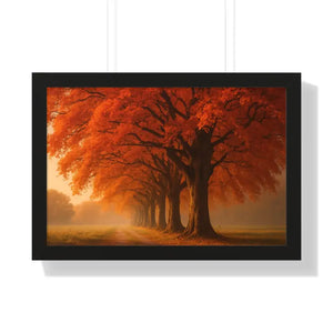 Gallery Canvas Wraps Autumn Trees Woods Framed Poster by Dipaliz - 24″ x 16″ / Black - Posters Prints & Visual Artwork